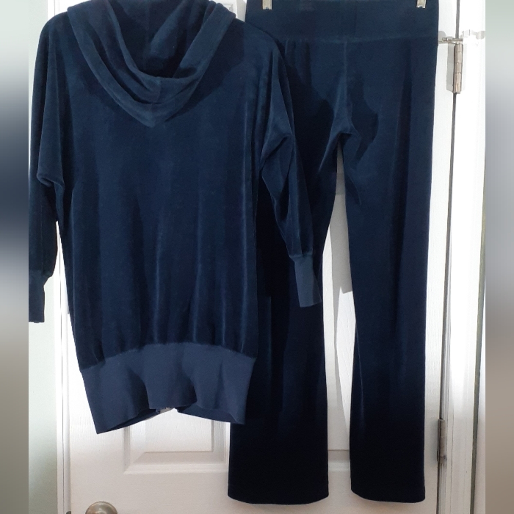 Vintage Juicy Couture Navy Blue Velour Hoodie M - Picture 4 of 12